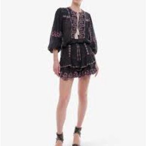 Embroidered Black and Pink Mini Dress size 42